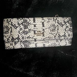 Coach black & white python print thin wallet